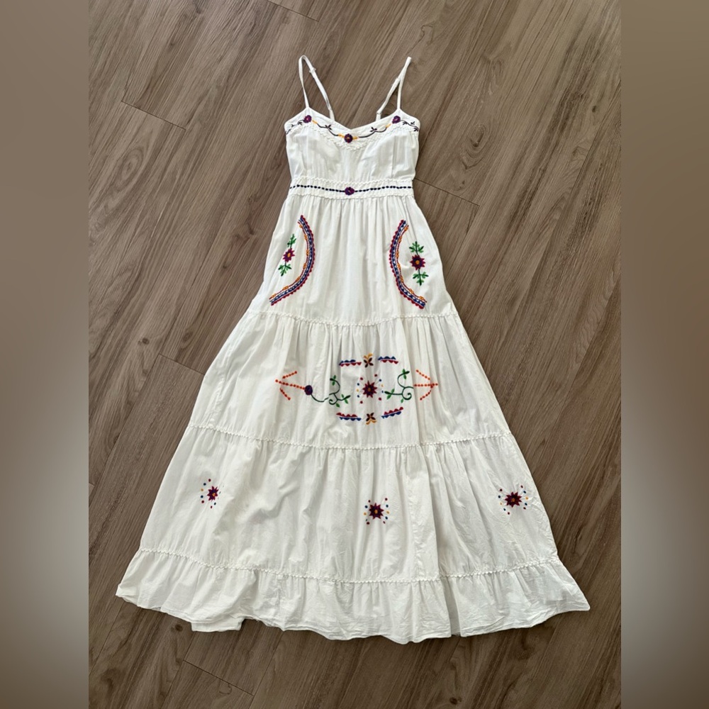 Embroidered White Maxi Dress